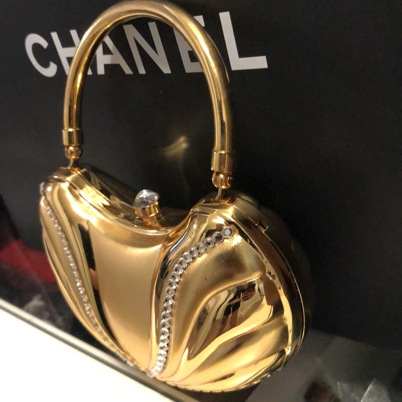 NWOT Gorgeous Italy Design Luxury Dinner Mini Gold Handbag/Crossbody - Picture 4 of 13